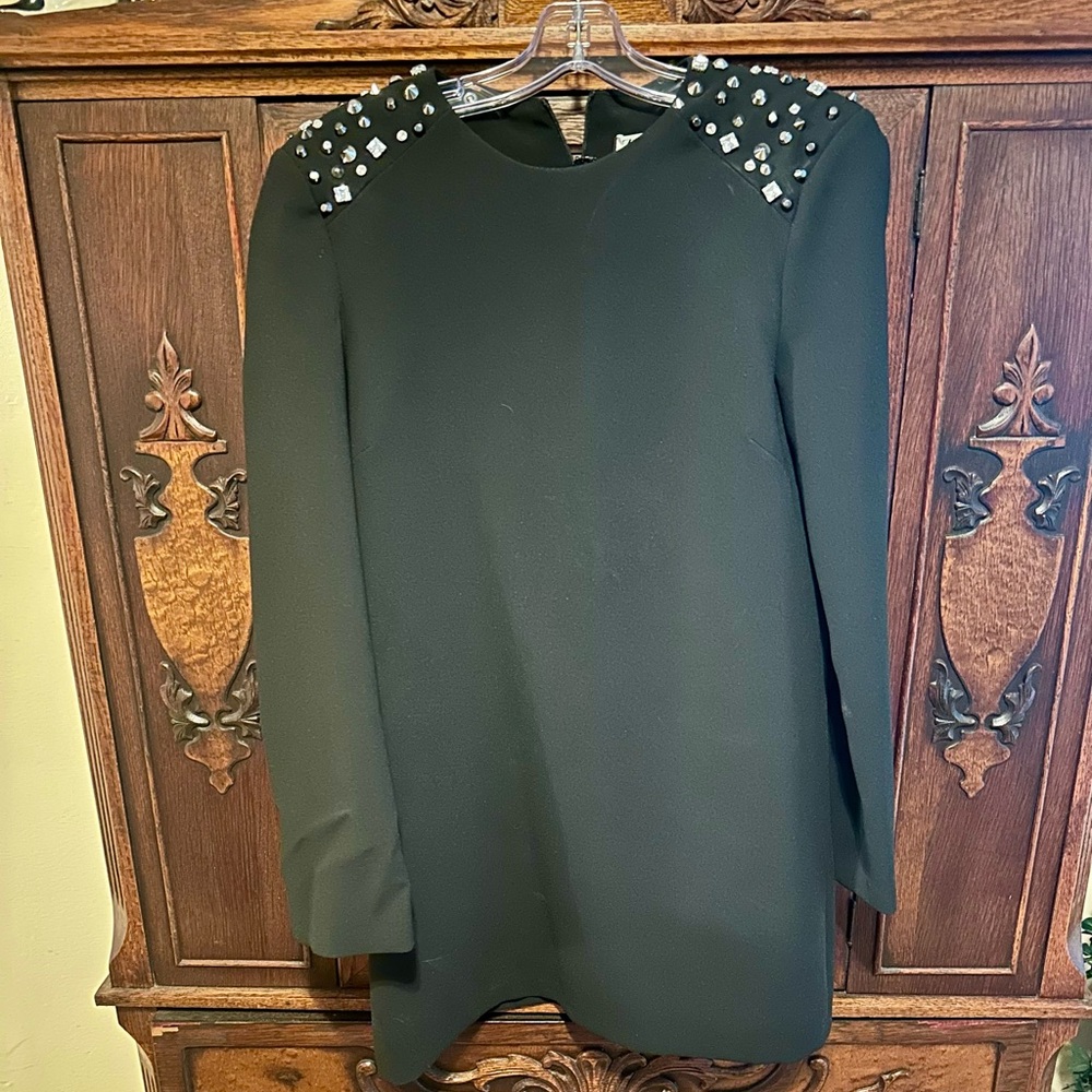 NWT Zara Black Dress with Shoulder Embellishments